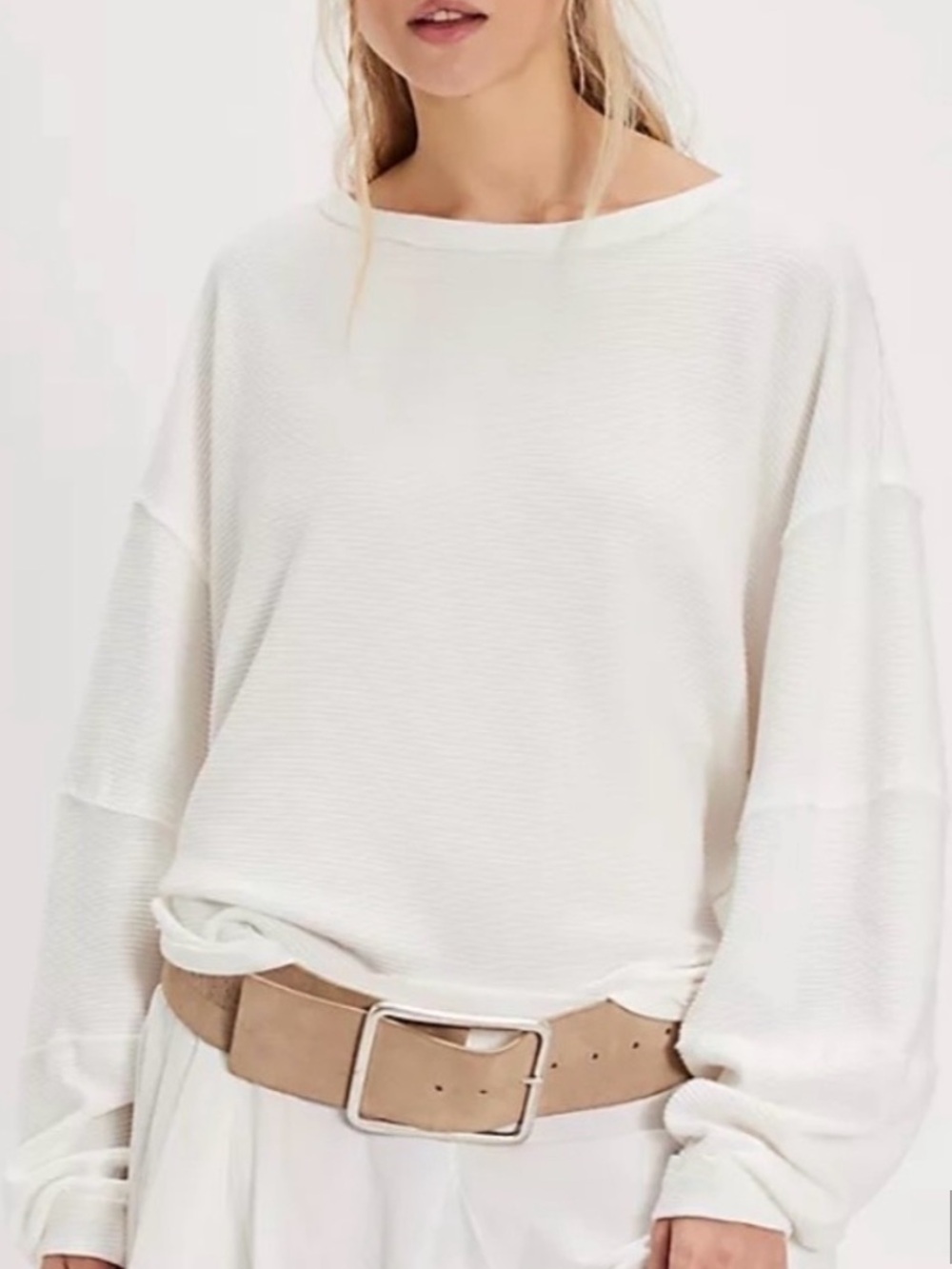 We The Free By Free People White Cotton Total Eclipse Sweater